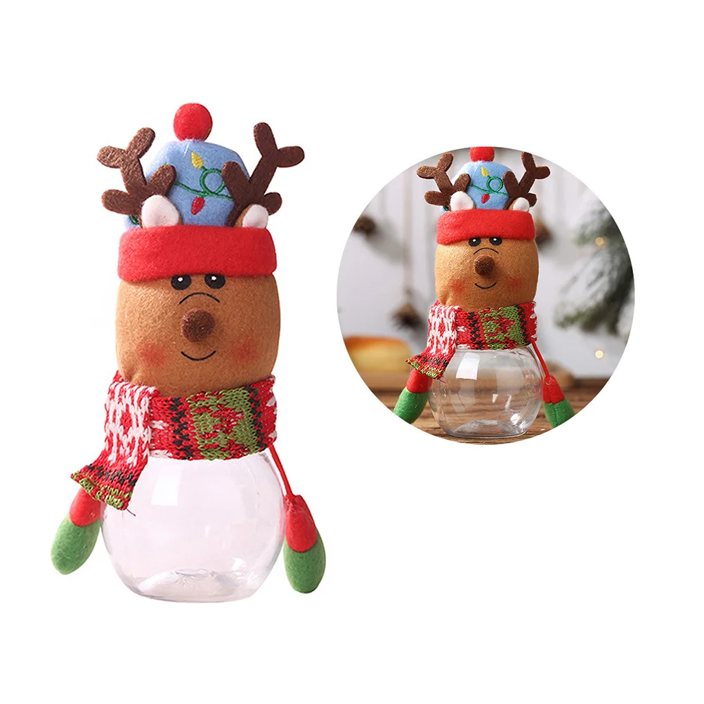 

Christmas Theme Candy Jar Reindeer Shape Clear Box Candy Storage for Festival Celebration Table Decoration