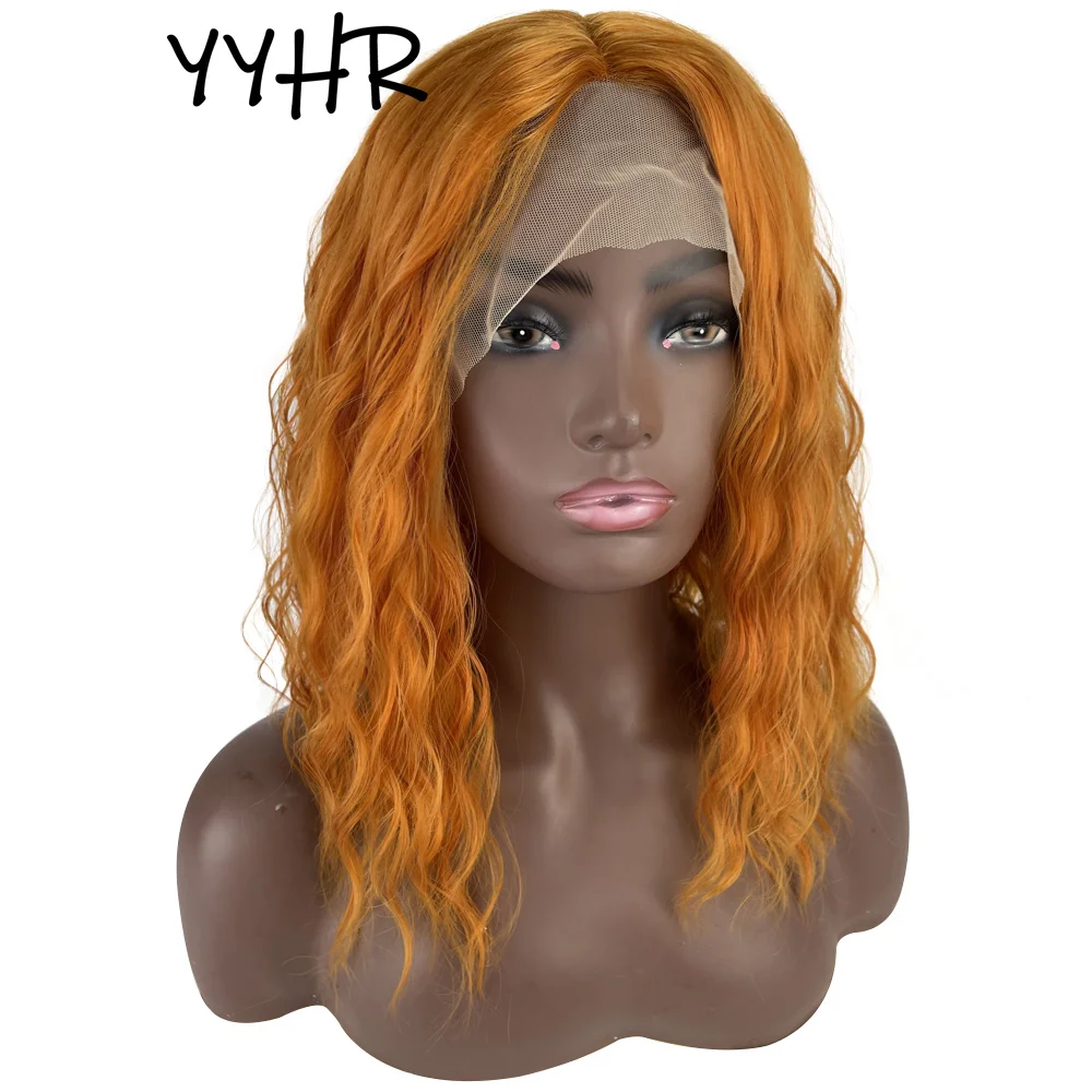 Perruque de Cosplay en Dentelle Synthétique pour Femme Noire, Coiffure Bobo Orange, Ondulée Naturelle, Courte, Bouclée, 13 age, 4