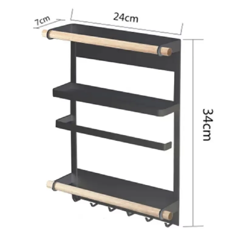 Wall Magnetic Fridge Storage Shelf Wall Refrigerator Spice Film Rack Hanger Seasoning Towel Storage Container Kitchen Organizer