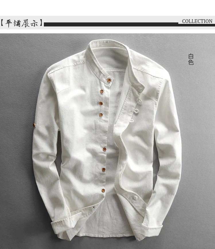 Japan-Style-Mens-Linen-Cotton-Shirt-Harajuku-Stand-Collar-Long-Sleeve-Slim-Fit-Solid-Color-Male-Casual-Breathable-Classical-Tops