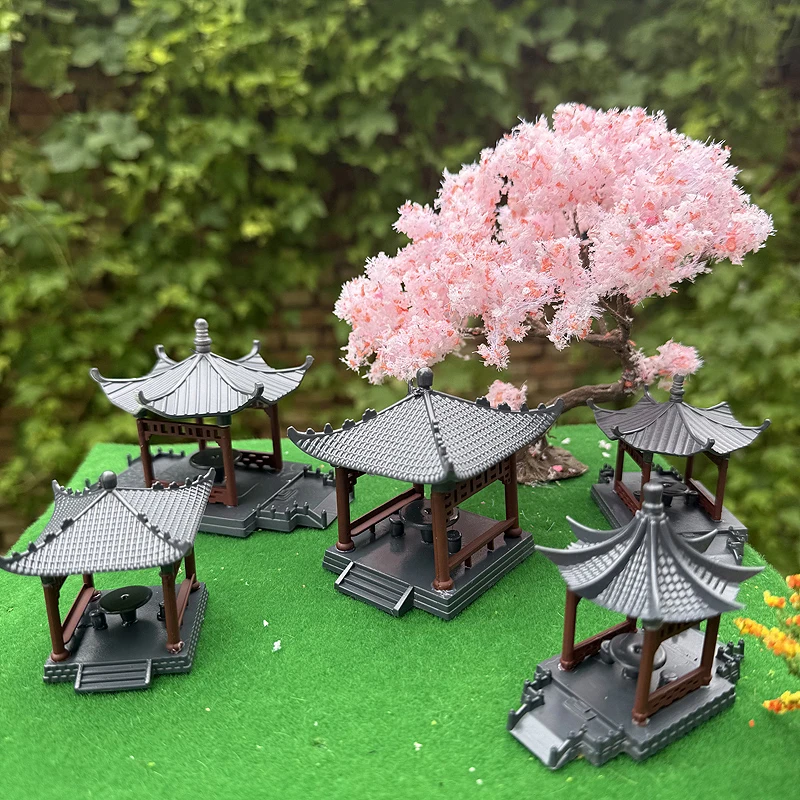 Retro Chinese pavilion model pavilion Chinese garden decoration material 1/87 Ho scale landscape decoration train railway layout