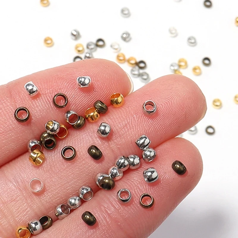 200pcs/Lot Copper Ball Crimp End Beads Positioning Beads Stopper Spacer Beads For DIY Jewelry Making Supplies Accessories
