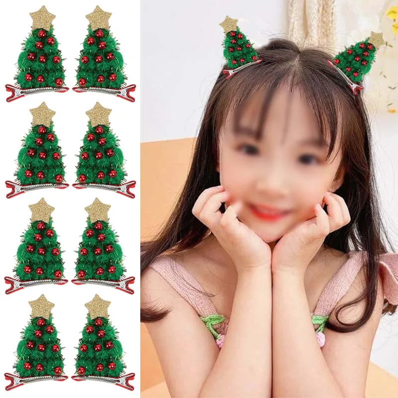 ncmama 2PCS Christmas Tree Hairpins Cute Flower Hair Clip for Toddler Lovely Kids Barrettes Baby Headwear Girls Hair Accessories