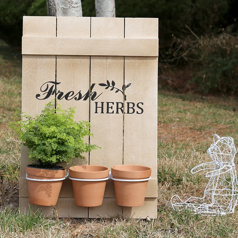 flower stand flower pot stand, pastoral solid wood board wall hanging pot stand bar store wall decoration flower pot