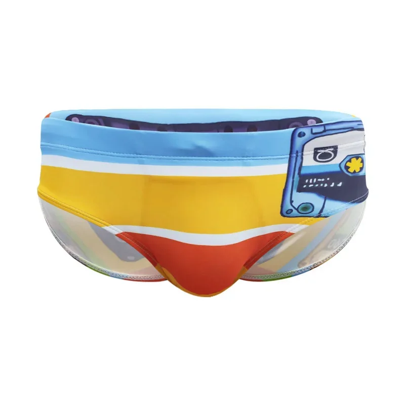 

Sexy Beach Briefs Men's Swimwear with/Without Sponge Pad Printed Bikini Shorts Swimming Gay Mens Swim Trunks