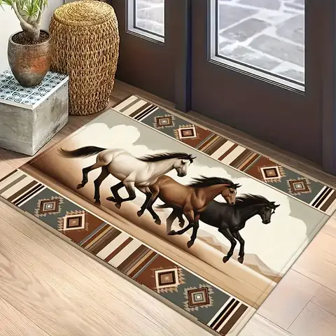 Southwest Running Horse Entrance Doormat Home Decor Kitchen Corridor Balcony Rugs Bedroom Beside Foot Mat Bath Anti-slip Rugs