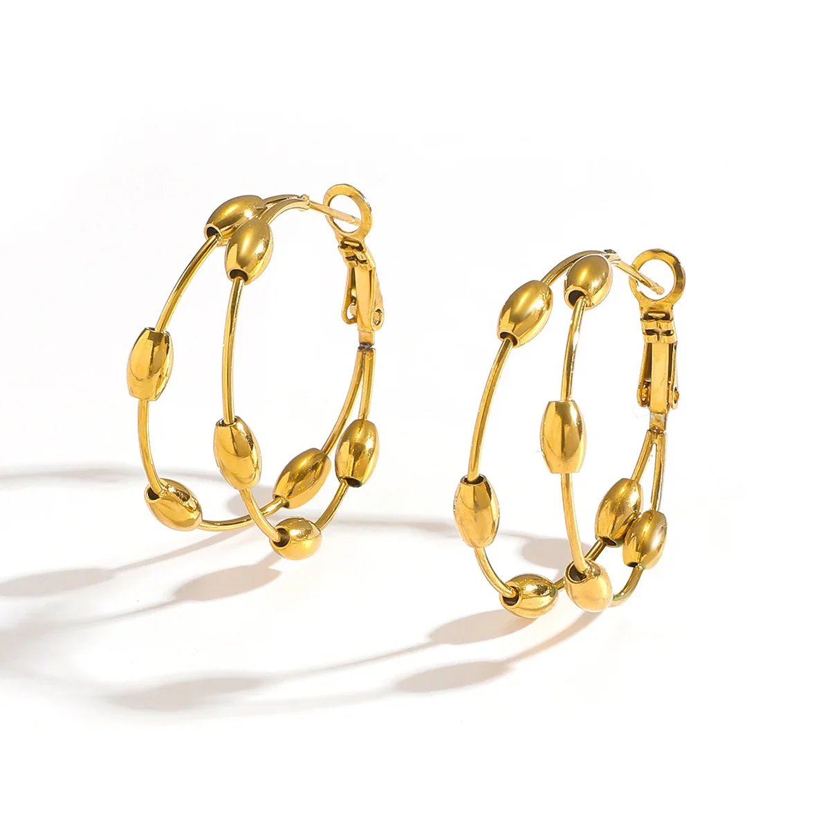 

Luxury Simple Circle Steel Ball Geometric Earrings Women Jewelry Exquisite Fashion Accessories Party Gifts Personality QD029