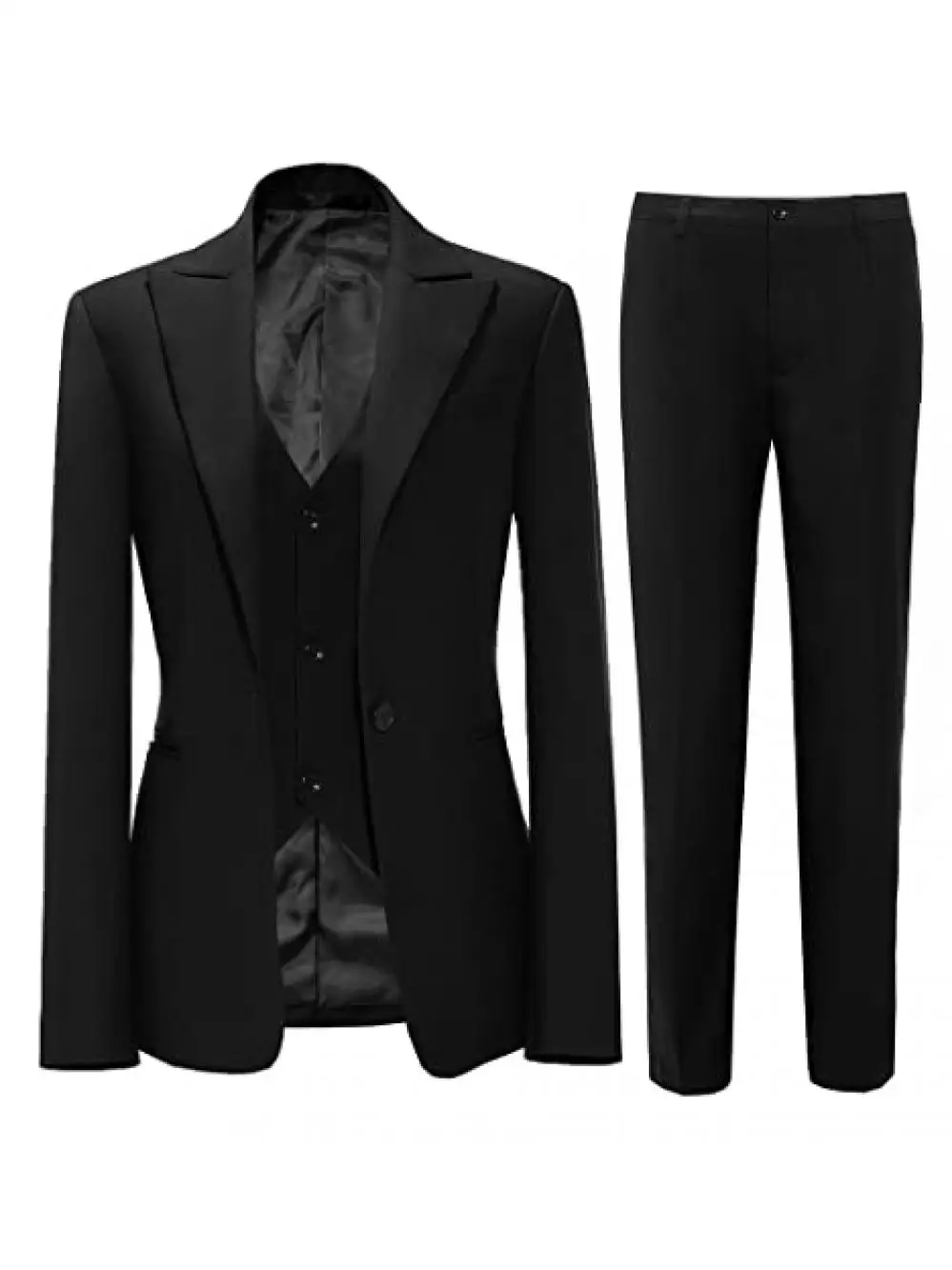 Women Suit 3 Pieces Black Business Notch Lapel Single Breasted Vest For Office Work Wear Lady Suits (Blazer+Vest+Pants) Set 2023