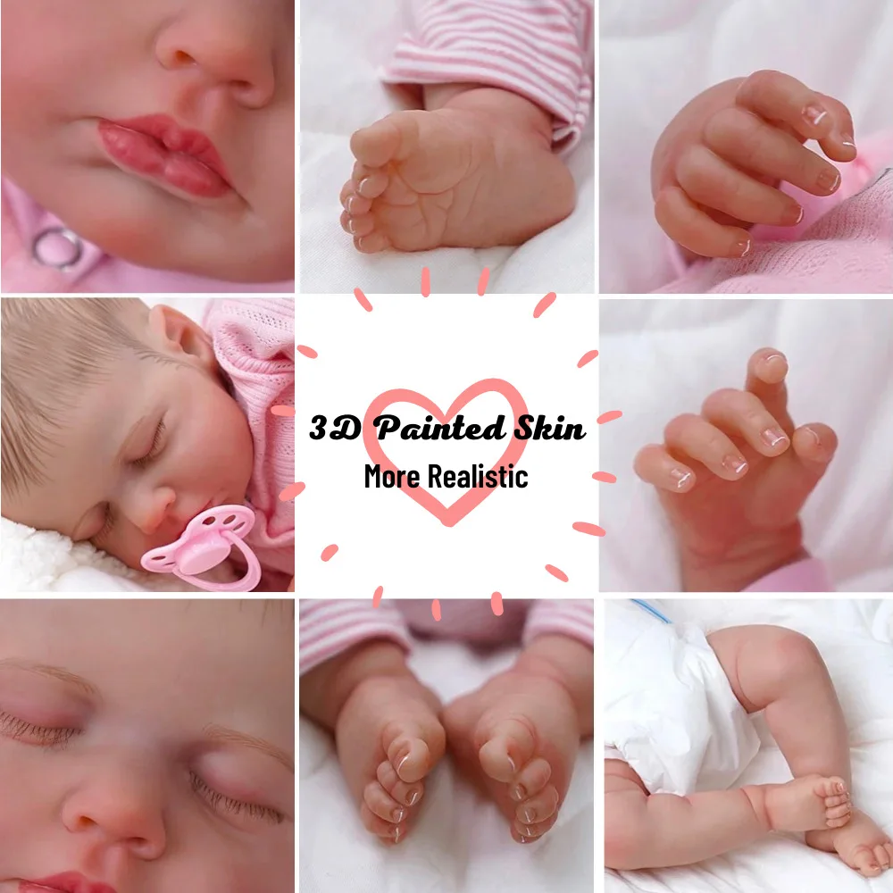 20Inch Lifelike Already Painted Reborn Dolls LouLou 3D Skin Realistic Baby Alive Newborn Dolls Toy Figure Christmas Gift