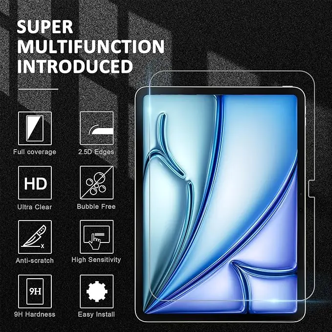2Pcs For iPad A16 2025 Pro 13 M5 M4 12.9 10th 9th 8 7 Generation Air 11 M3 M2 5 4 3 2 Mini 7 6 Tempered Glass Screen Protector view 2