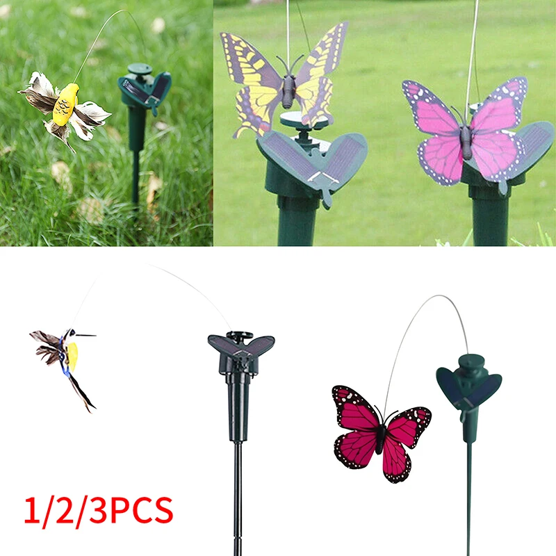 Solar Garden Butterfly Outdoor Dancing Fluttering Butterfly Ornament Solar Power Flying Butterflies Waterproof Yard Home Decor