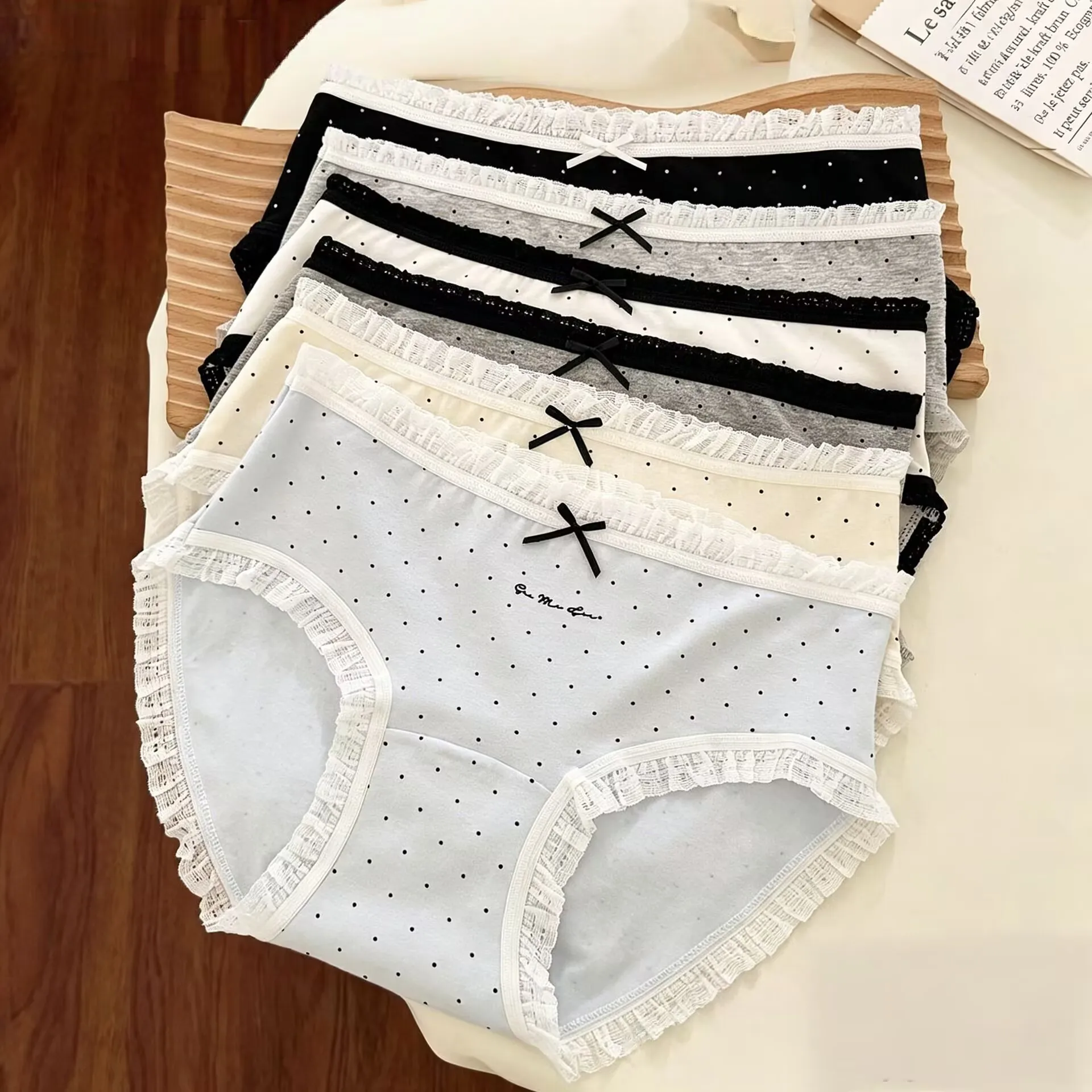 new summer Young girl Underwear 6pc/lot lace Lovely middle Waist Briefs student Panties children Teenagers M-XL fashion
