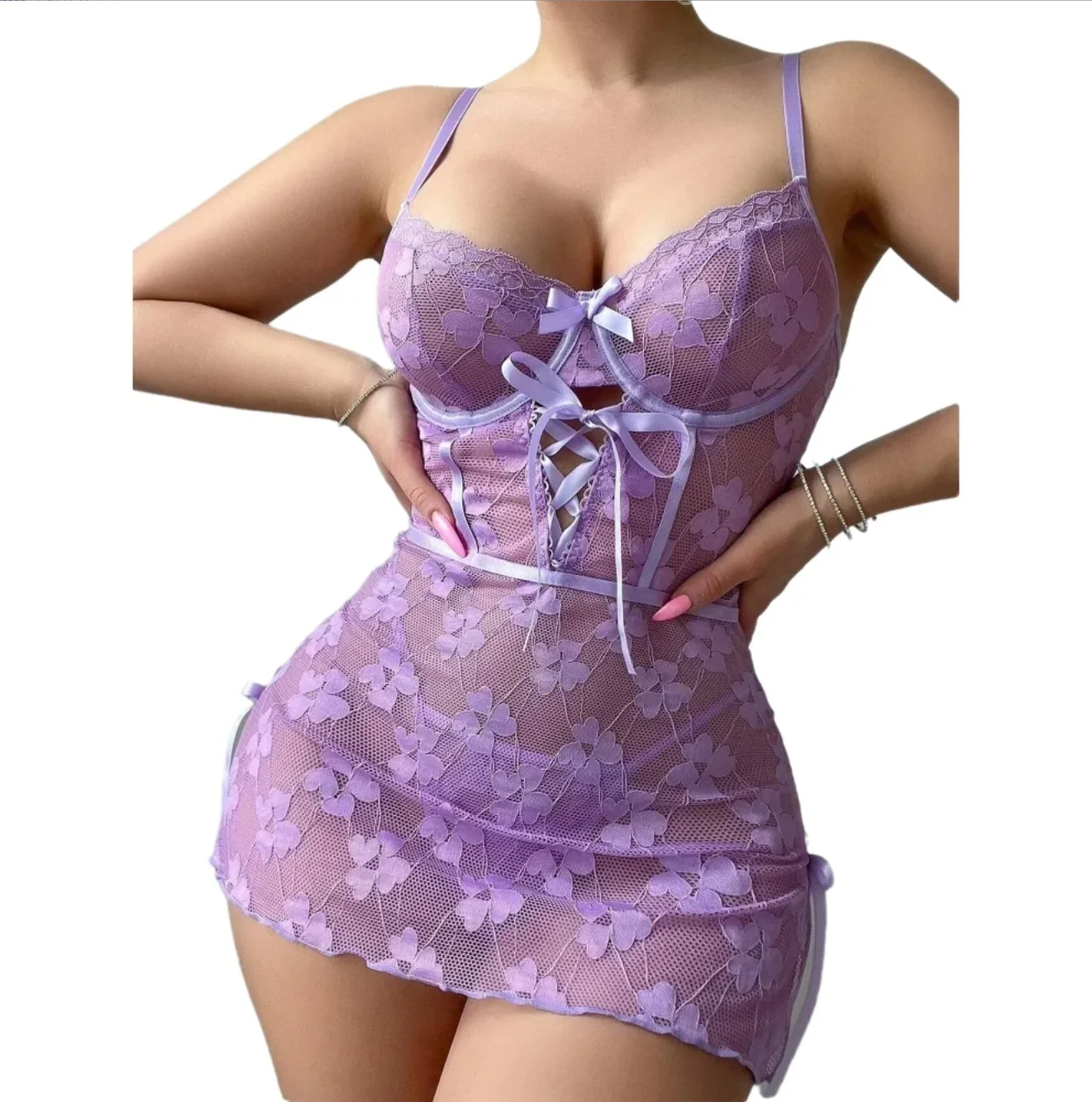 

Sexy lingerie Suit Hot Strap dress Erotic lingerie Purple Lace underwear Dress 18 XXX See-through outfit Sexy costumes woman