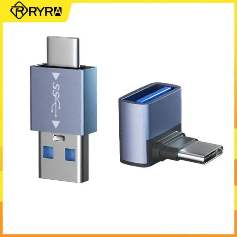 محول ذكر من RYRA محمول بمنفذ USB من النوع C إلى وصلة USB 3.0 أنثى محول كوع OTG لأجهزة الكمبيوتر المحمول ماك بوك ونقل بيانات الهاتف المحمول