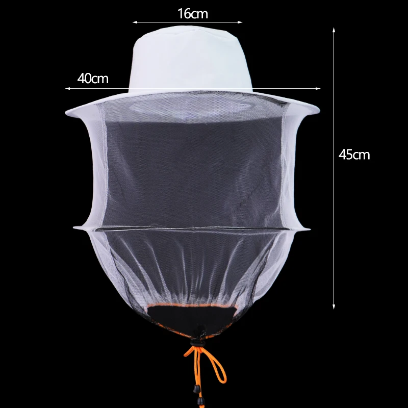 Beekeeping Breathable Beekeeper Hat Anti-Bee Insect Net Veil Head Face Outdoor Protection White Hat Comfortable Design