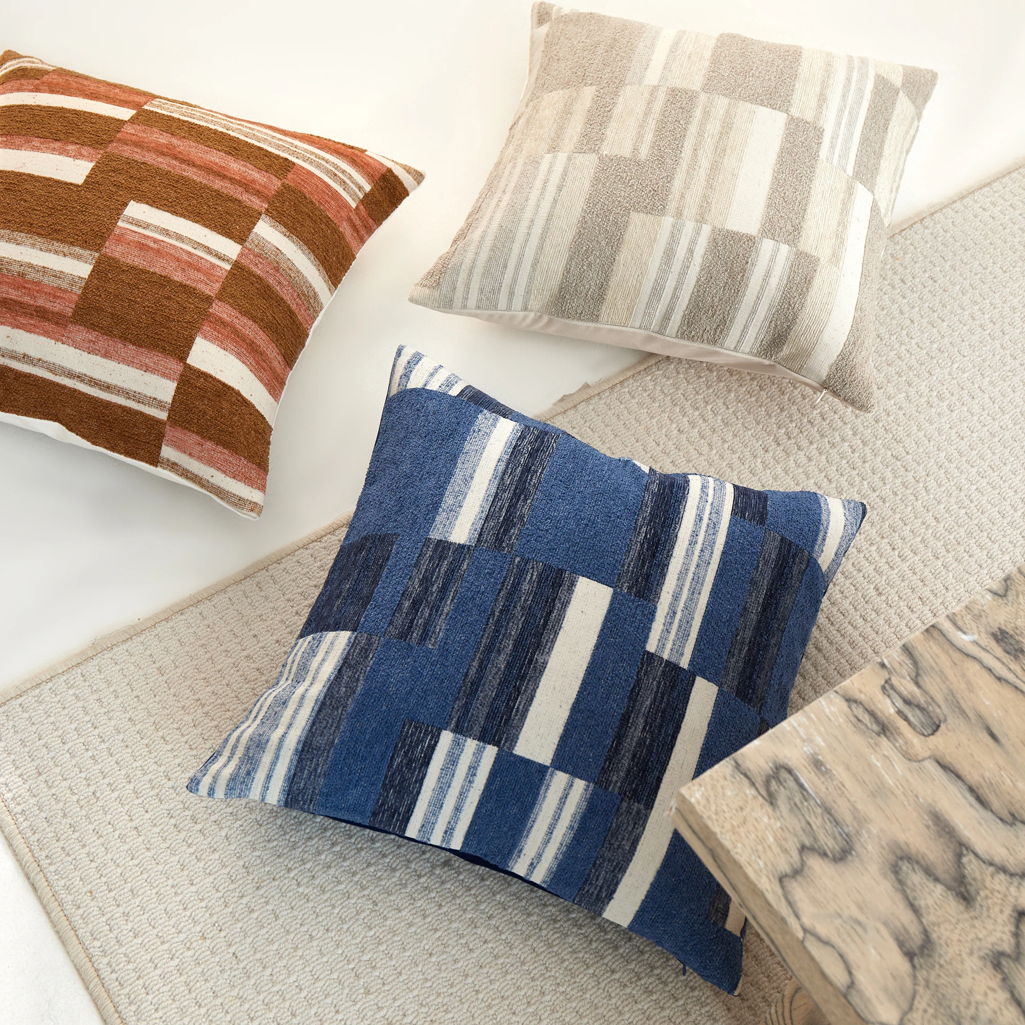 Soft Plush Oatmeal Square Chenille Pillow Cover, Jacquard Decorative Cushion Cover, 18x18 20x20 for Living Room Bedroom Sofa
