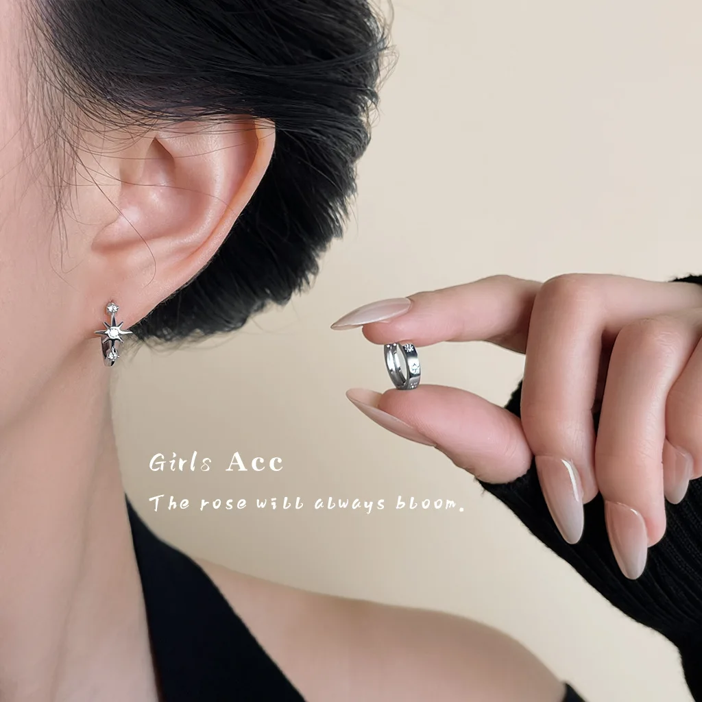 Asymmetric Zircon Star Ear Cuff Minimalist Style Small Design Ins Fashion High-end Elegant Earrings for Women