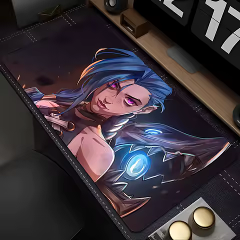 Mousepad Anime Mouse Pad Gaming Accessories Office Keyboard Pad L-league of Legends Jinx Large Desk Mat PC Rubber Extended Pad