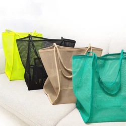 Protable Mesh Bag Large Capacity Reusable Kids Supplies Storage Bags Swimming Beach Bag Women Makeup Organizer Shopping Handbag