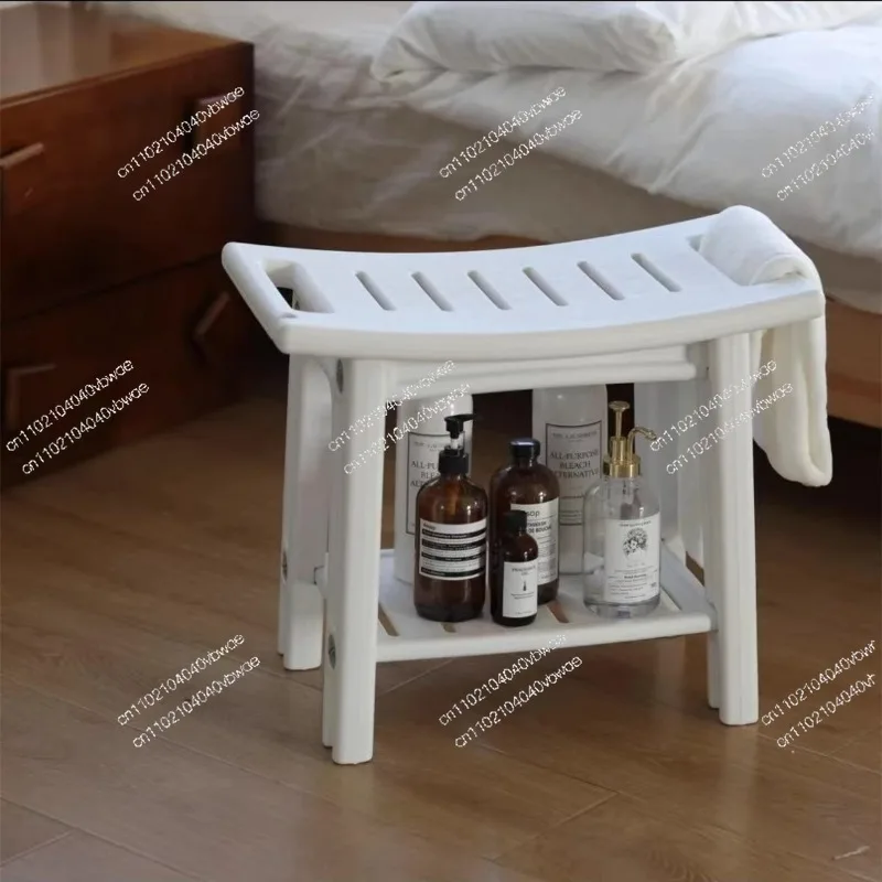 Bath Bathroom Stool Shower Stool Storage Double Bench Non-slip Household Plastic Low Stool Small Bench Thickened