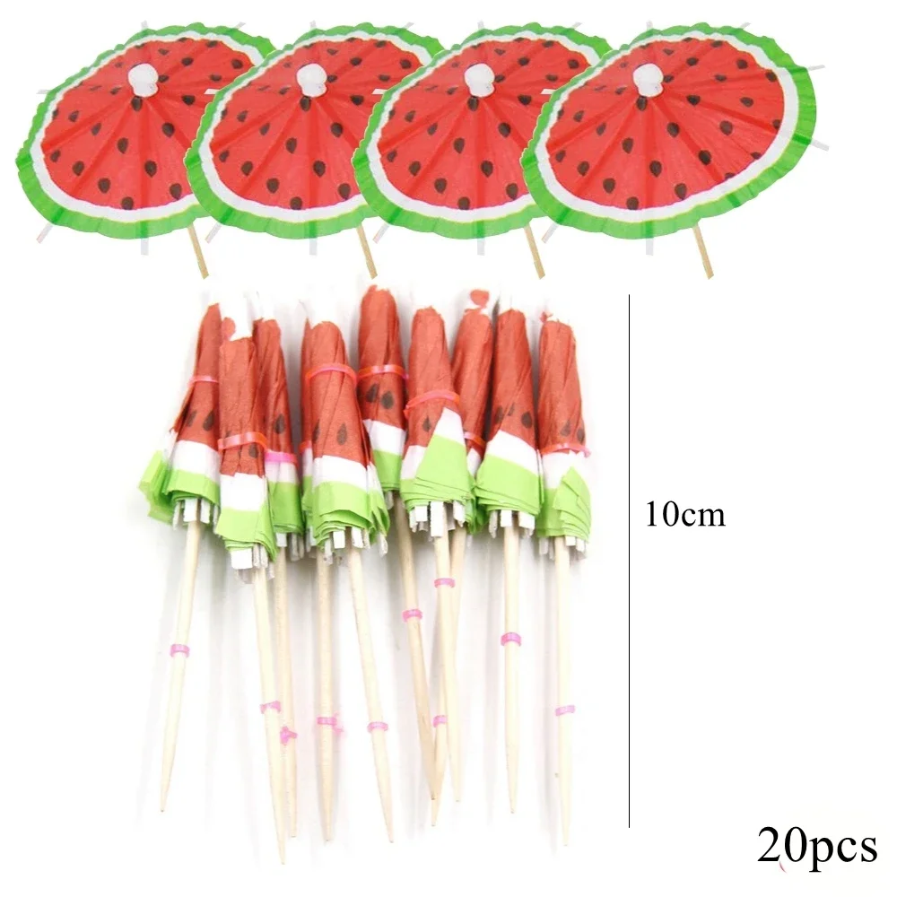 20pcs Watermelon Paper Cake Toppers Summer Party Cupcake Topper For Birthday Party Decoration Cake Accessories DIY Home Supplies