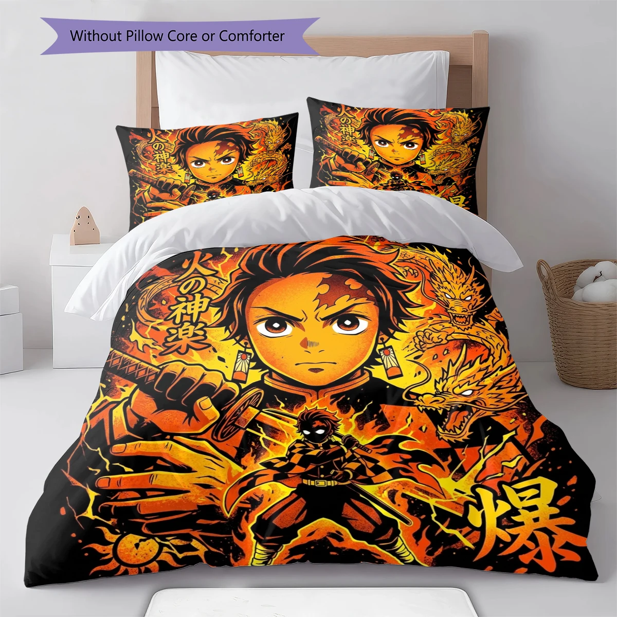 Demon Slayer Kimetsu no Yaiba Duvet Cover Soft Comfortable, Children Bedding Gift, Various Sizes -HE88