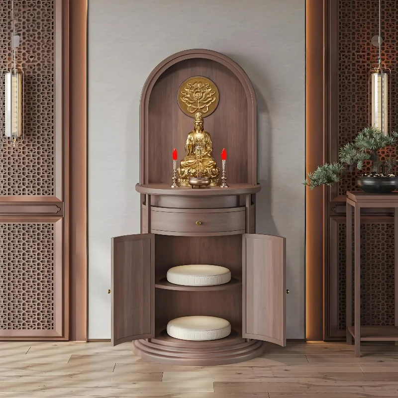 

G New Chinese Shrine Black Walnut Shrine Offering Table Tribute Table Small Curved Shrine Table Bodhisattva Cabinet Solid Wood