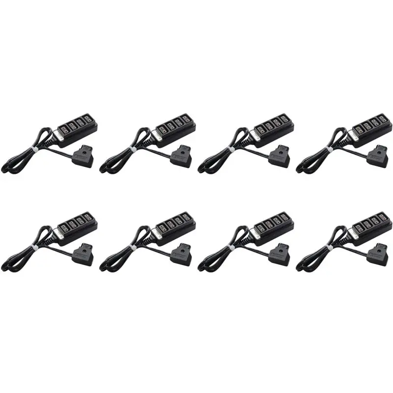 8X D-Tap Male To 4-Port P-Tap Female Camera Power Supply Distributor DTAP Fourway Splitter