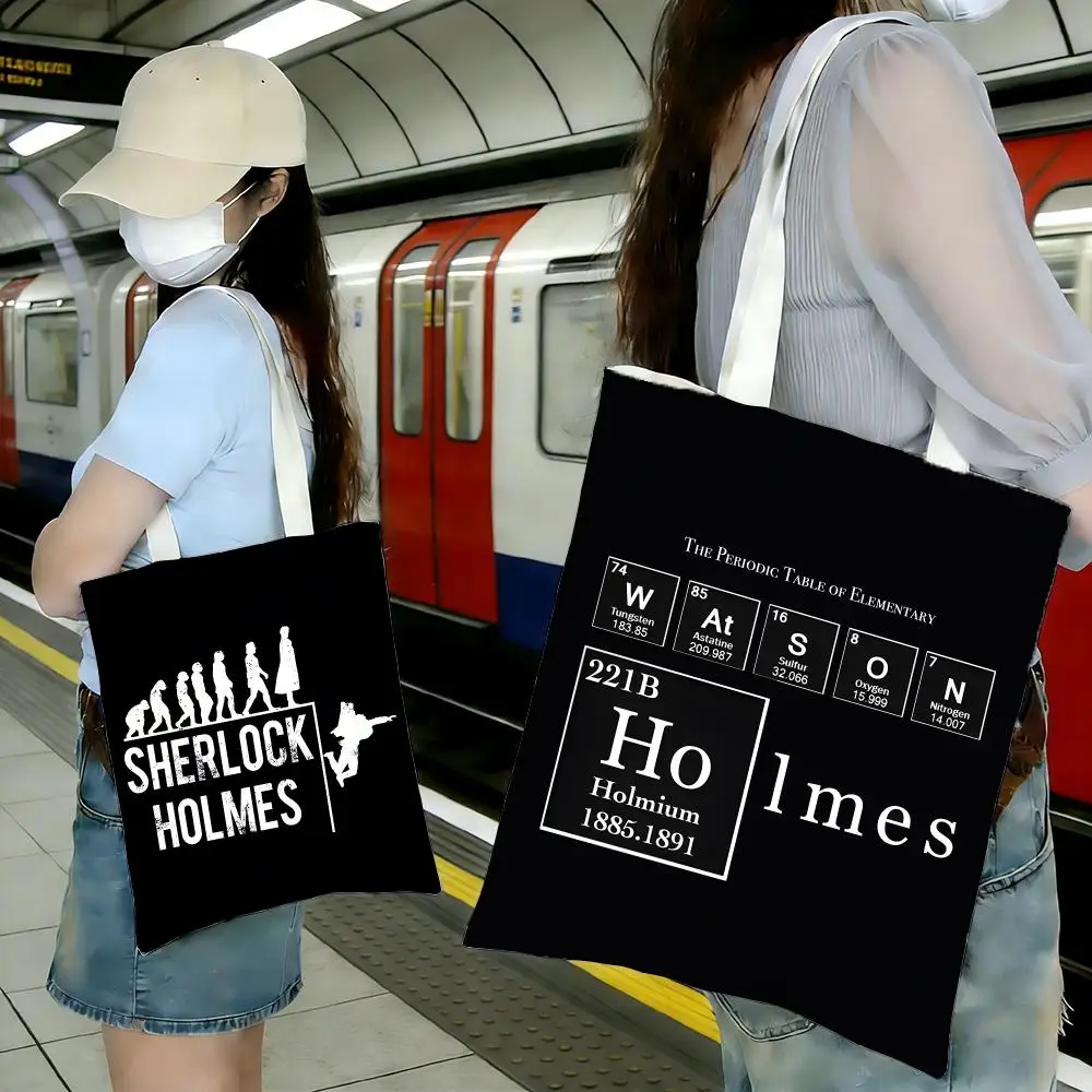 detective novel Sherlock Holmes Storage Bags Shopping Bags Series Print Bags Lightweight Shoulder Bag For Daily Use