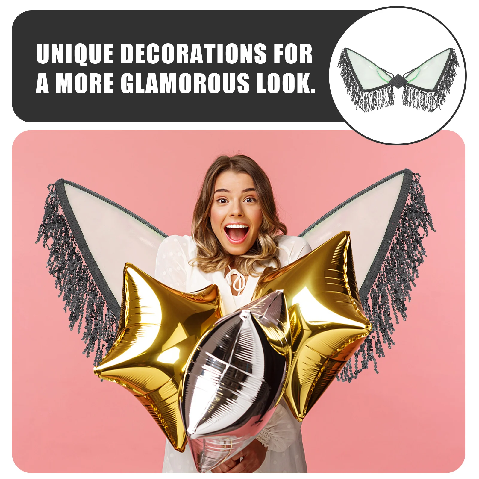 

Exquisite Black Tassel Wings Cosplay Costume Props Comfortable Durable Performance Party Supplies Adults