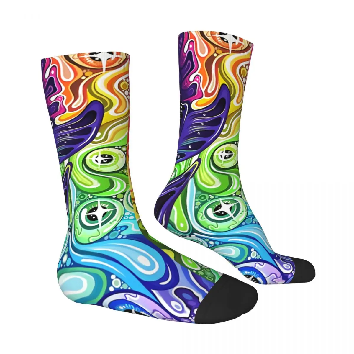 Happy Men's Socks Color Retro Harajuku Alien Street Style Casual Crew Crazy Sock Gift Pattern Printed