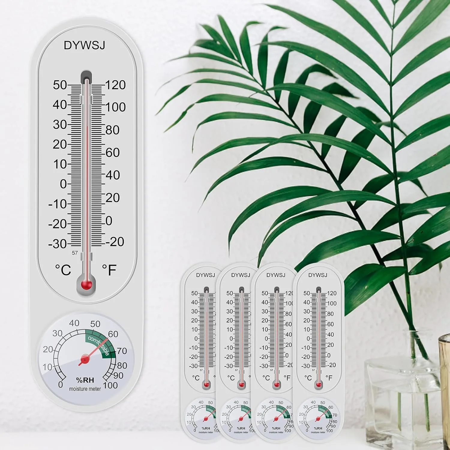 Outdoor/Indoor Thermometer Hygrometer Humidity Meter Thermometers Temperature Humidity Gauge Meter with Celsius/Fahrenheit (℃/℉) for Patio Field Cellar Garden Greenhouse Closet