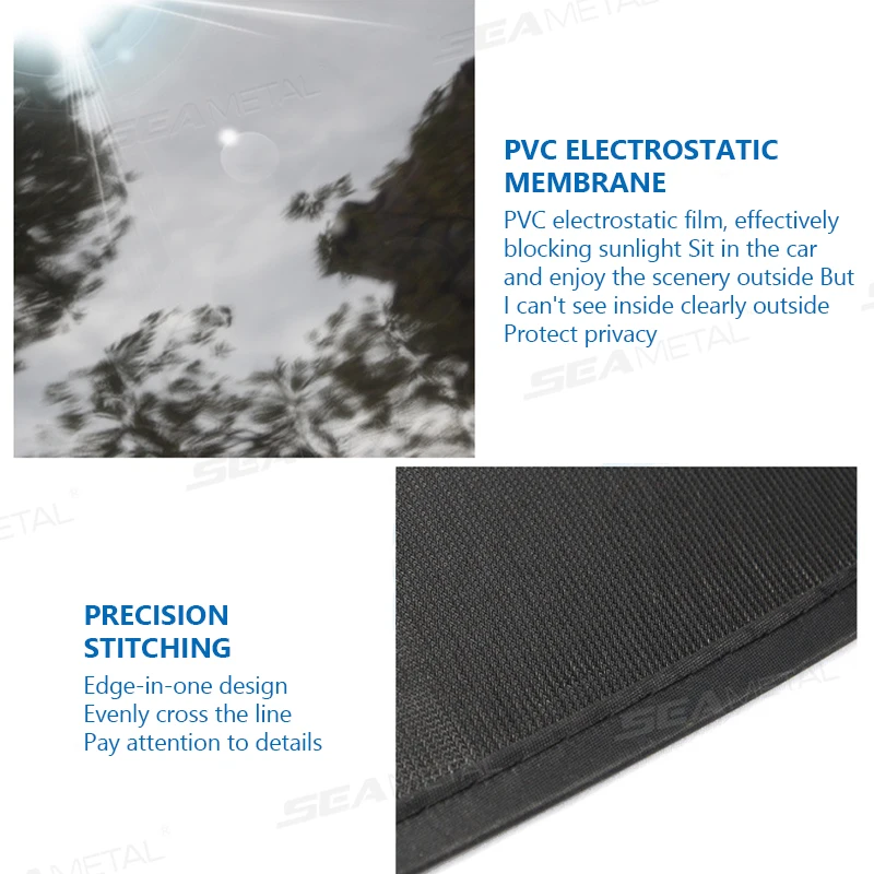 SEAMETAL 2PCS Car Electrostatic Sunshade UV Protector Self Adhesive Car Side Window Mesh Sun Visor Summer Protection Film 50x30 image 5