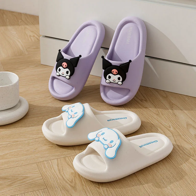 Sanrio Kuromi Slippers Women Anime My Melody Kawaii Cinnamoroll Summer Shoes Girls Soft Bottom Home Student Cute EVA Slippers