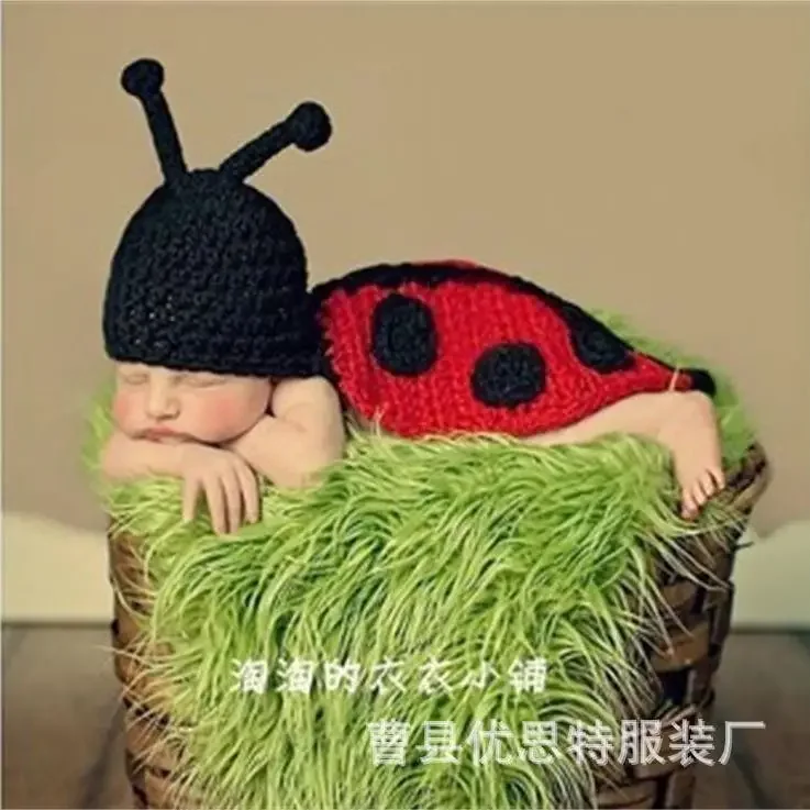 

Baby's Hundred Day Photography Suit Personalized Baby's Full Moon Hundred Day Photo Taking Clothes Ladybug Shape Photography Hat