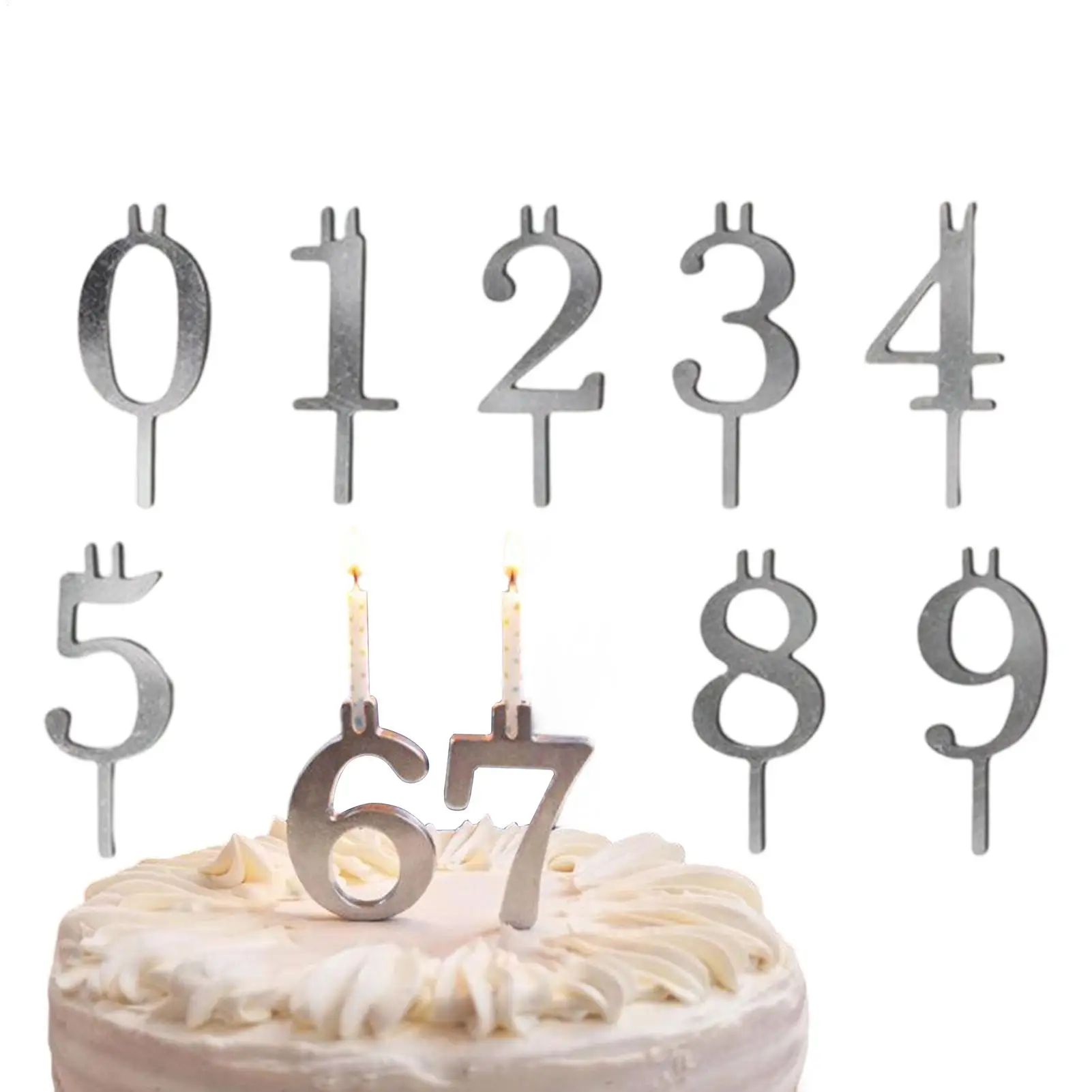 0-9 Metall-Digitalzahlen Happy Birthday Kuchen Interstellar Kerzenhalter Stabile Geburtstagstorten-Dekorationen Nummern-Kerzenhalter