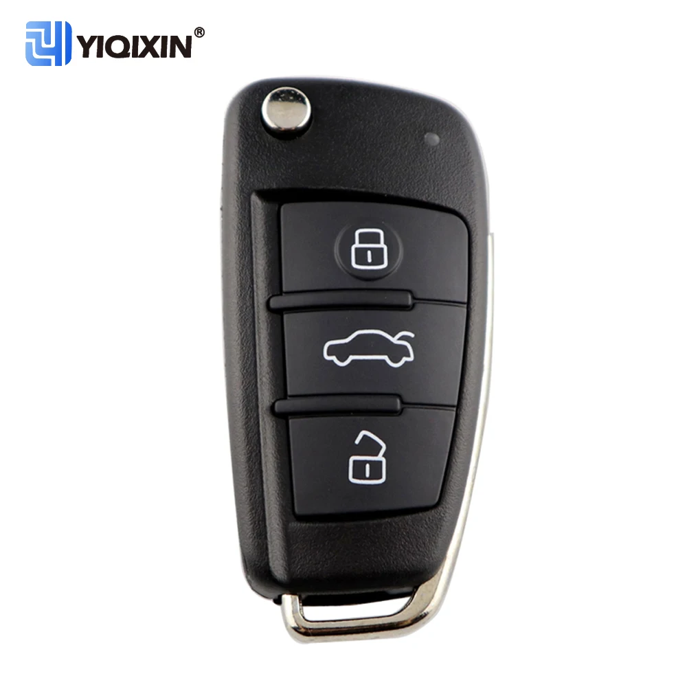 YIQIXIN 3 Button Replacement Flip Car Key Shell Case Rubber Pad For Audi A3 A4 A5 A6 A8 Q5 Q7 TT 2008 2009 2010 2011 S LINE RS