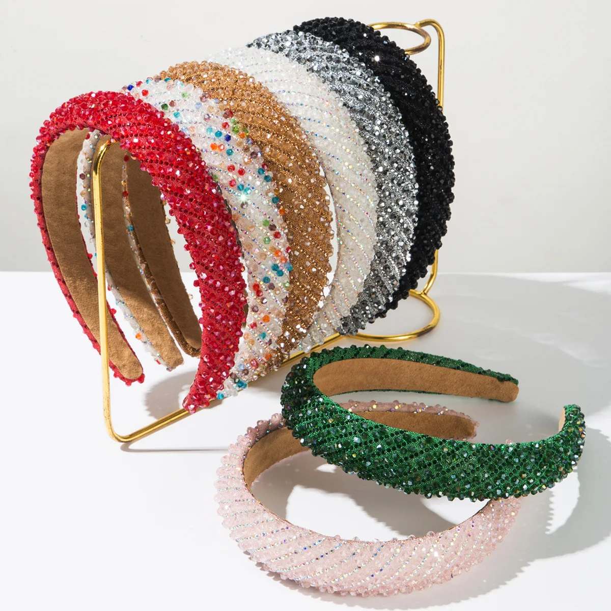

Wide Baroque Headbands Glitter Rhinestone Hairbands Beaded Hair Ties Crystal Colorful Head Bands Embellished Headbands for Women