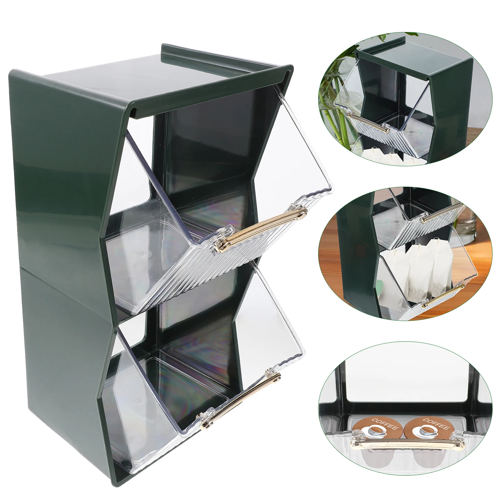 

Desktop Bag Organizer Storage Box Coffee Bag Holder Double Layer Home Tea Rack Office Coffee Station Sugar Bags Stand Tea