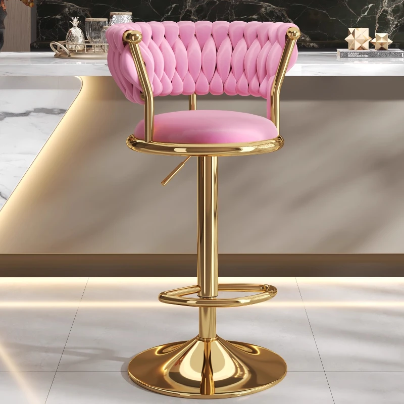 

Роскошный барный стул, регулируемый стульчик со спинкой, поворотное бархатное сиденье, газовый подъемник, сертифицированный SGS, эргономичный мягкий и дышащий
