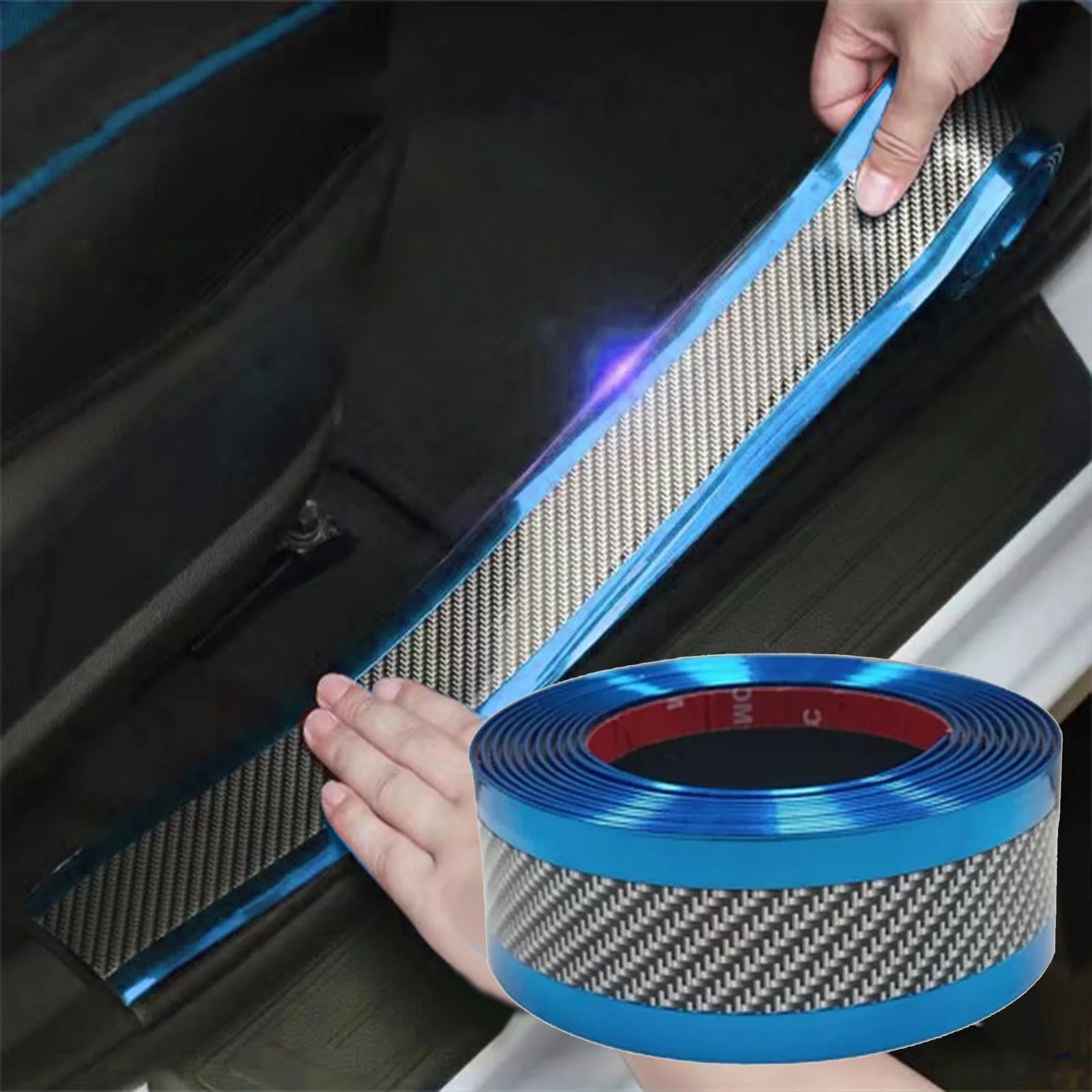 

Car Door Sill Protector Carbon Fiber Pattern Anti Collision Tape For Vehicles