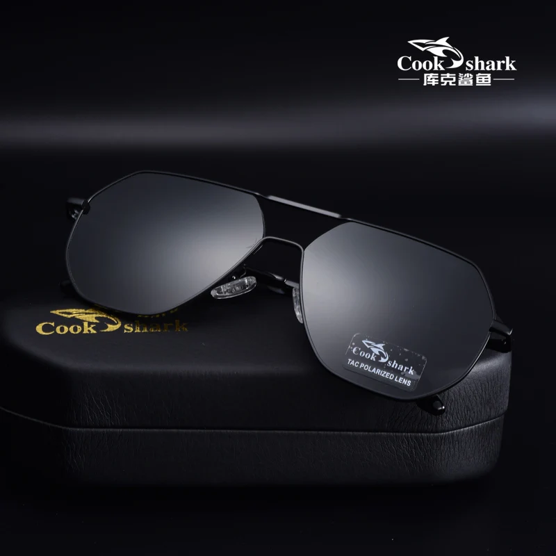 Cook Shark แว่นตากันแดด Polarized ผู้ชายขับรถแว่นตาพิเศษแนวโน้มสีเปลี่ยนแว่นตากันแดดผู้ชายแว่นตาคางคก