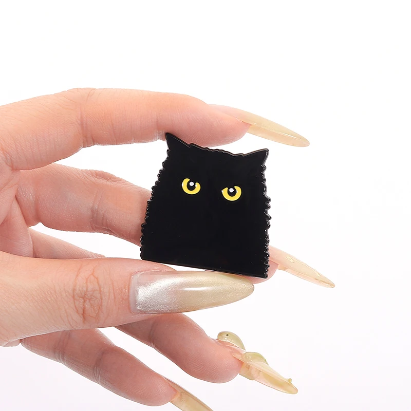 الكرتون مومباي القط المينا دبوس Kawaii كبير العينين الأسود القط دبابيس التلبيب على ظهره شارة مجوهرات هدية للأصدقاء مضحك #5