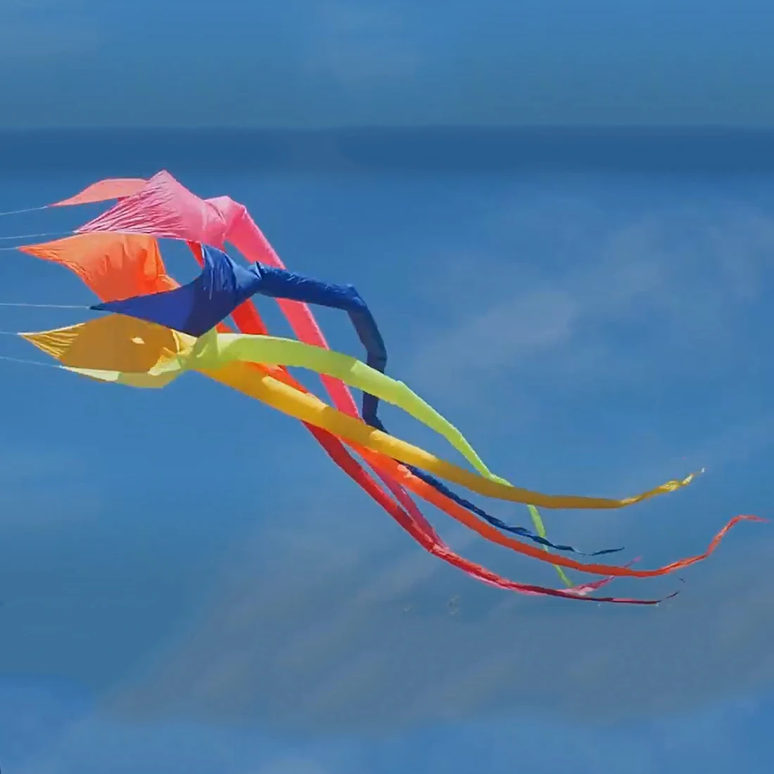 Arco-íris giratório macio Kite Tail Hanger, 3D Tail, desempenho de praia ao ar livre, fácil de voar e resistente a rasgões, 6,5 m