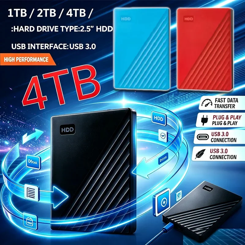 For WD 2.5 Inch External Hard Drive,Fast Data Transfer, Multi‑Device Compatible Portable HDDDurable Storage Disk for Data Backup