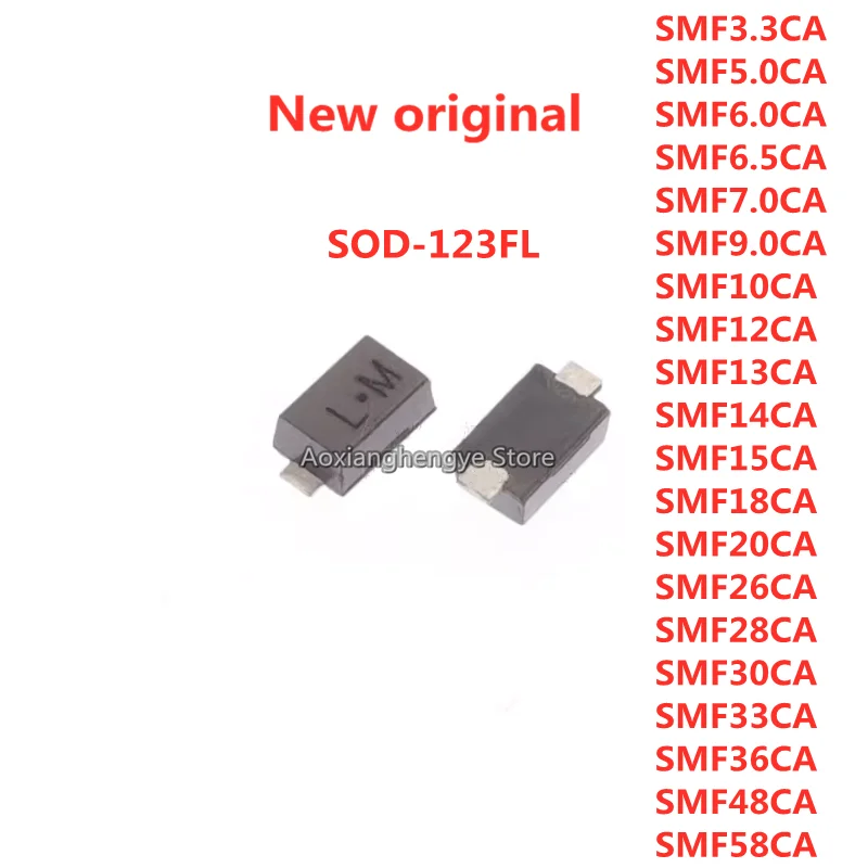 50PCS Electrostatic and surge protection (TVS/ESD) SMF3.3 5.0 6.0 6.5 7.0 9.0 10 12 13 14 15 18 26 28 30 33 36 48 58CA SOD-123FL