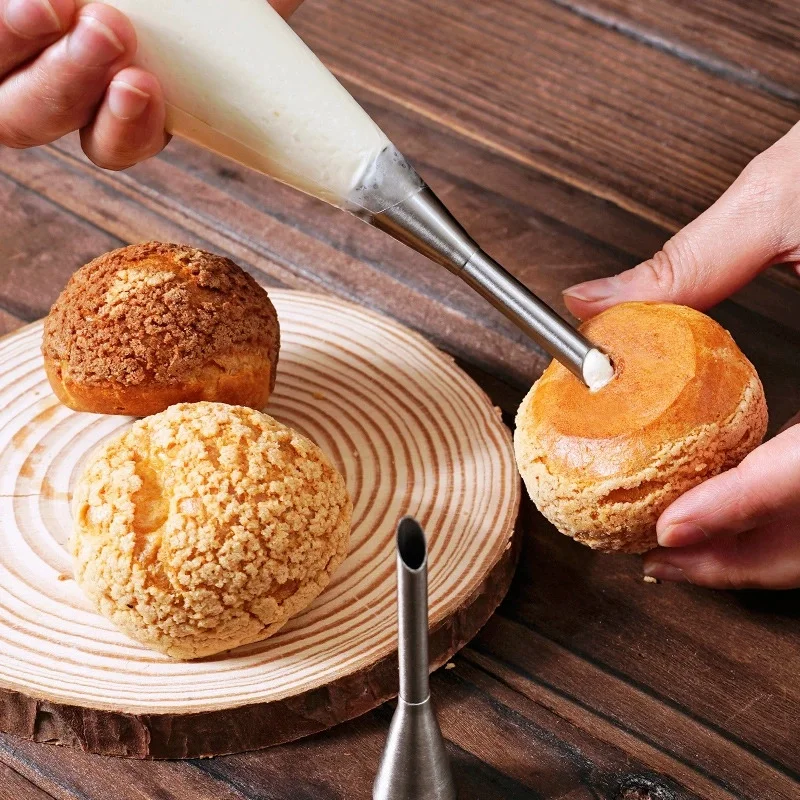 Boquillas para crema de hojaldre de acero inoxidable, punta para glaseado de pasteles, jeringa para pastelería, postres y magdalenas, accesorios para hornear, 1/4 Uds.