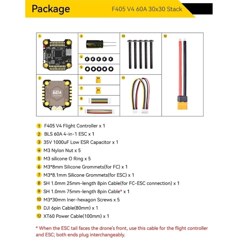 Drones Control F405 V4 60A ESC Board Stack with Wireless Configuration and Blackboxes Data Storage