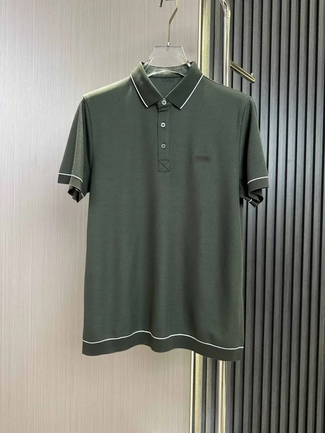 BILLIONAIRE SIJITONGDA Men's Early Spring New Style Collar And Bottom Stripe Paired With A Lapel Short Sleeved T-shirt, Fashion