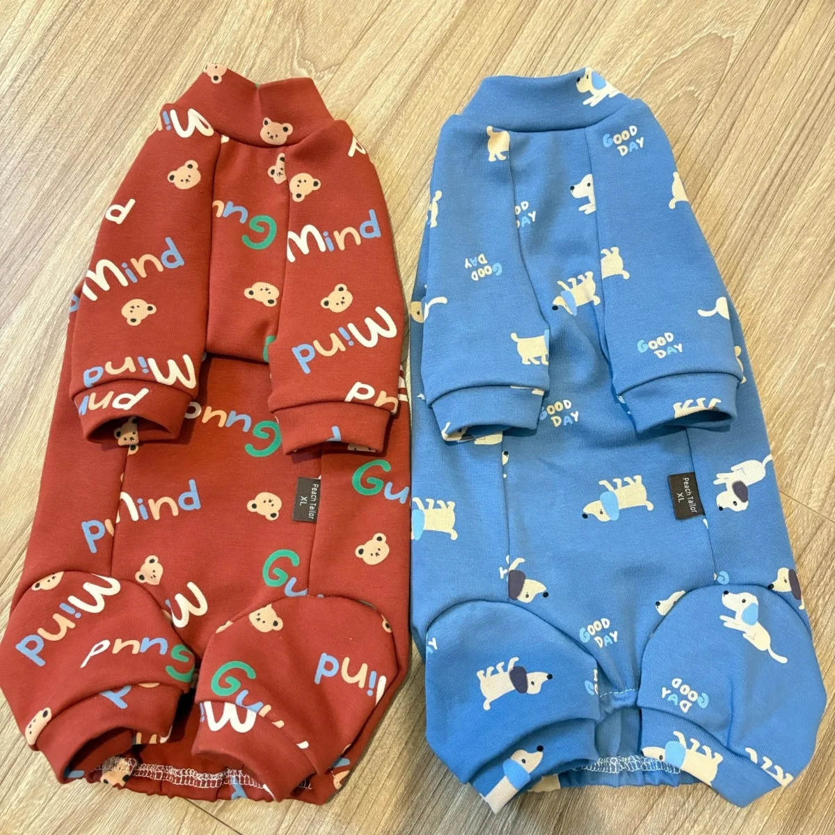 Cotton Jumpsuit for Sphynx Cat Long Sleeves Warm Coffee Coat For Devon Rex Sweet Floral Undershirt For Kittens in Winter Spring